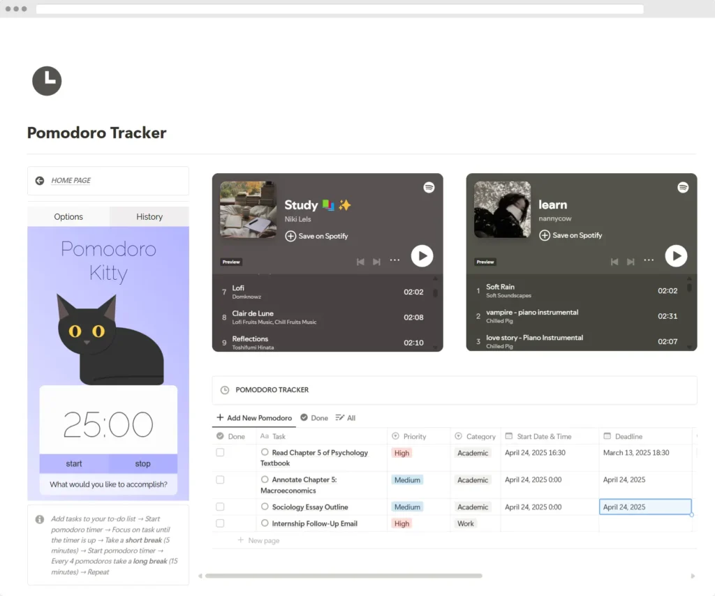 Notion Student Plannner Promodo