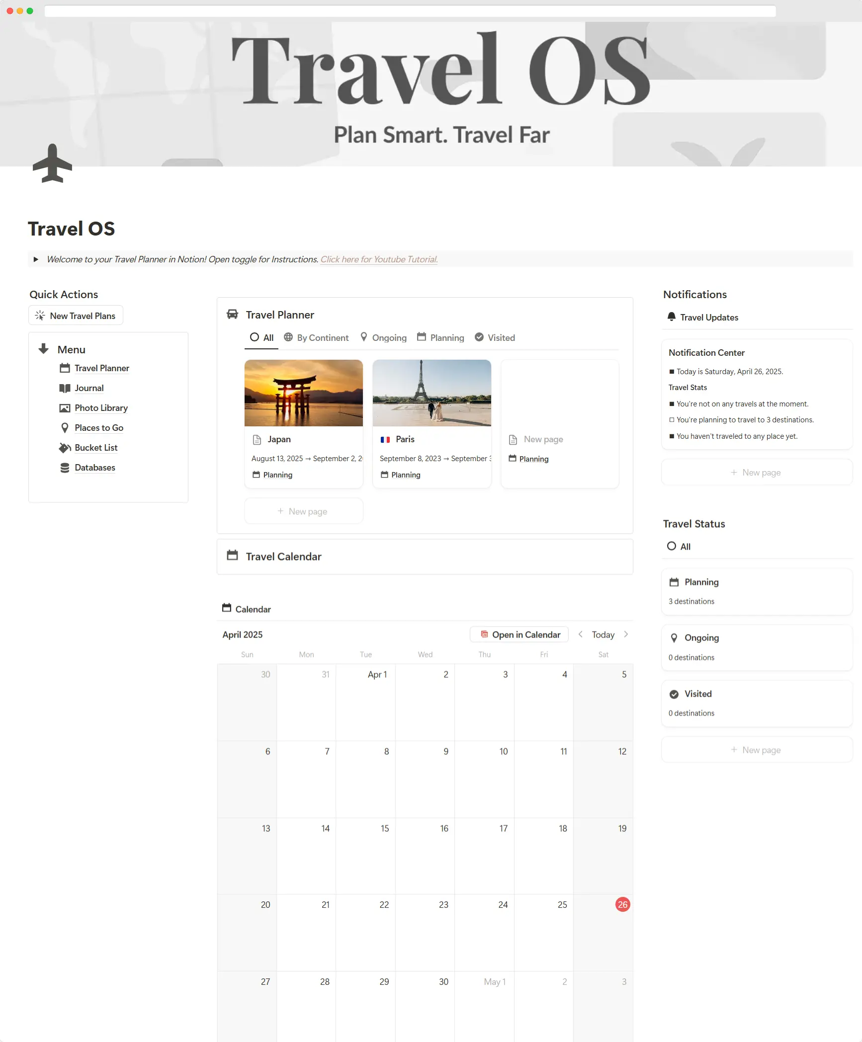 Notion Travel Planner