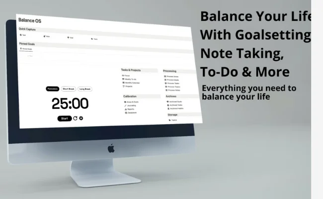 Balance OS by Karl Gam – minimalist Notion journaling and goal reflection template