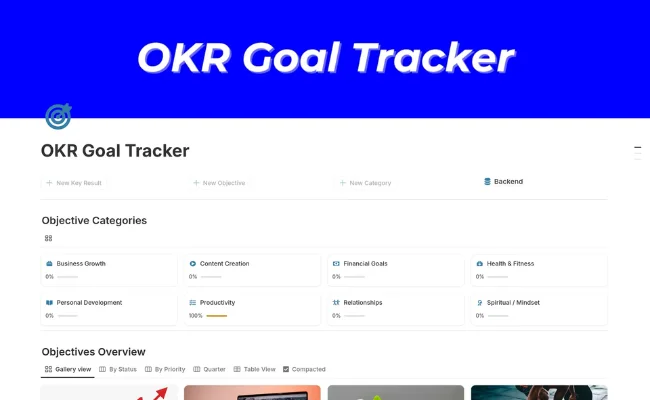OKR Goal Tracker by AMIIC Flow – Notion OKR management system for teams and individuals