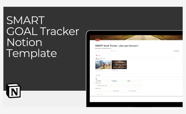 SMART Goals Tracker PRO Gamified – Notion goal tracking template with XP and achievement system