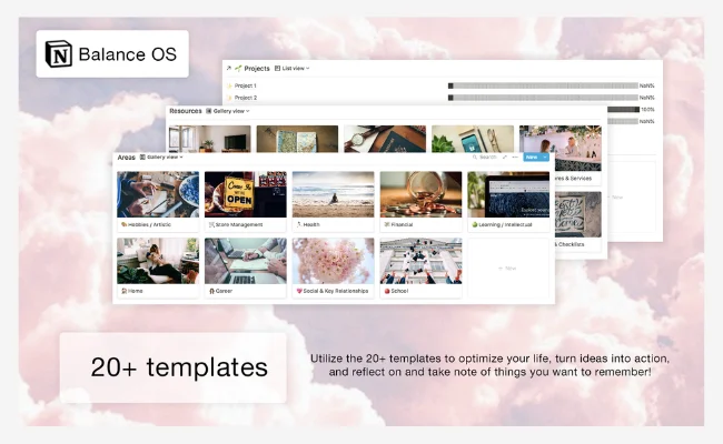 Balance OS 2.0 by Karl Gam – Notion productivity and goal tracking system with PARA and GTD method